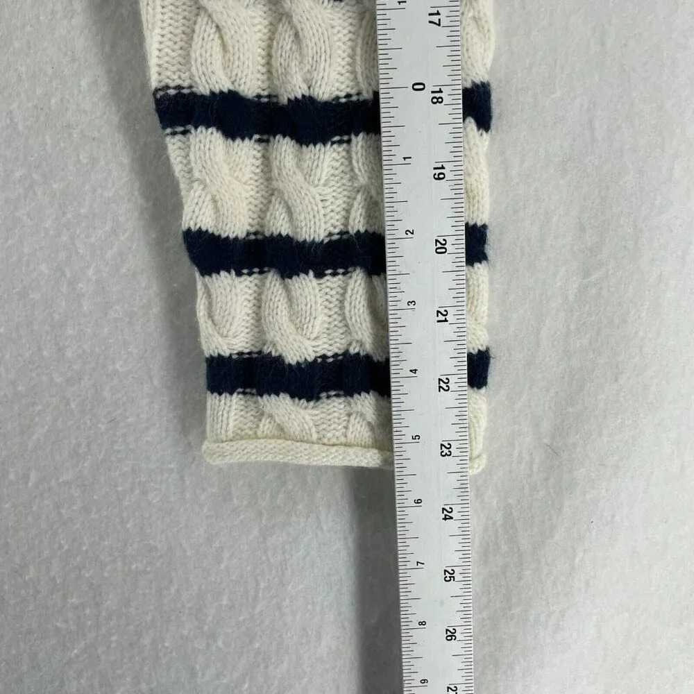 Pink Rose Sweater Women's Sz L White Cable-Knit Striped Cropped Regular Pullover - Picture 4 of 12